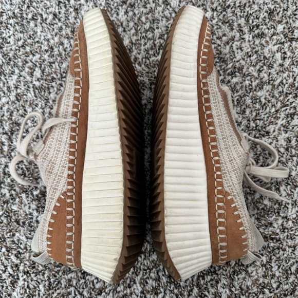 Dolce Vita Platform Sneakers Size 7.5 Beige Canvas Tan Suede Casual shoes - Picture 9 of 10